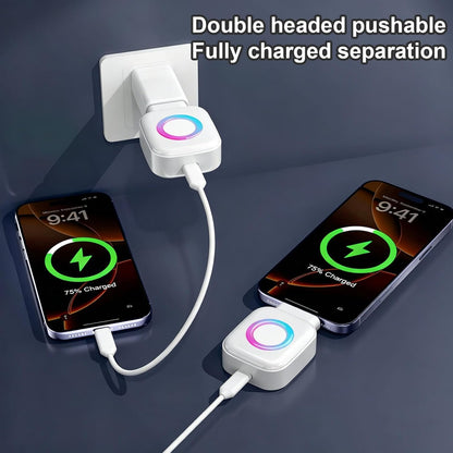GranVio AI Smart USB-C fast charger with auto-disconnect feature, showing a sleek black charging device plugged into a wall outlet.